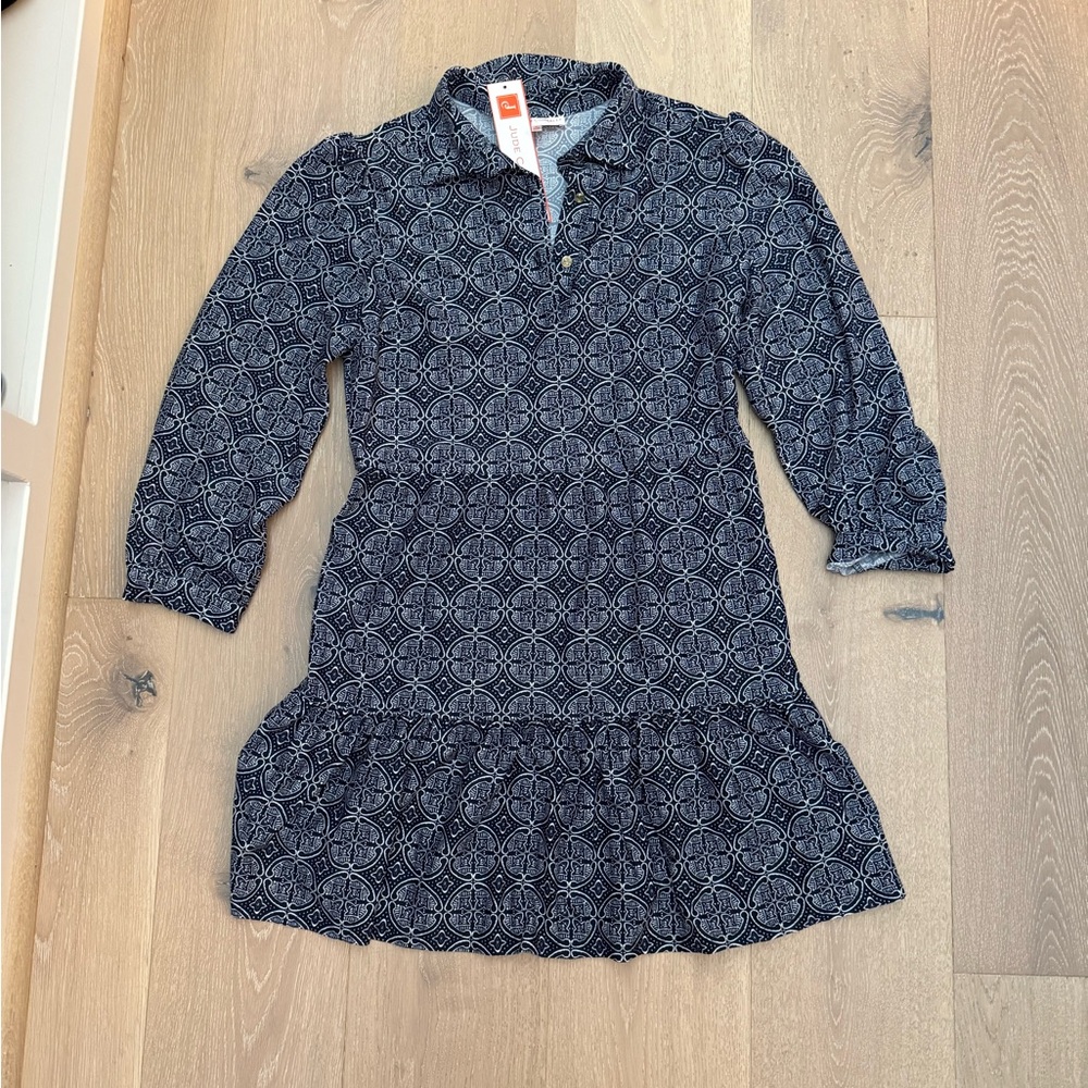 NWT Jude Connally Blue and White Ruffled Tiered Dress